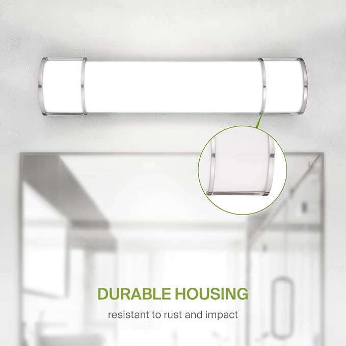 ASD LED 24" Vanity Flush Mount Light Fixture, Linear Bathroom Lighting Bar | 3CCT, Dimmable, Energy Star, ETL Listed | 25W 1950LM 3000-5000K 120V | Long Bath Wall Sconce Over Mirror | Nickel, 4 Pack