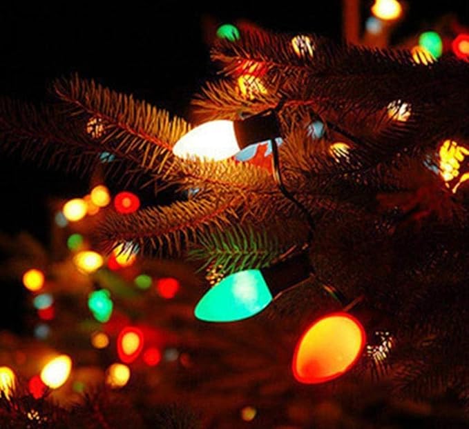 Abeja 25 Pack C7 Multicolor Christmas Replacement Bulbs 5w Vintage Ceramic Light Bulbs C7/E12 Candelabra Base Fits C7 Christmas Ornament Indoor Outdoor String Lights