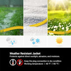 DEWENWILS 15 FT 12/3 Gauge Extension Cord Outdoor Tri-Tap Extension Cord Splitter, Heavy Duty Power Cable SJTW 15 Amp for Multiple Appliances, LED Lighted Plug, ETL Listed