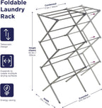 BLACK+DECKER 3 Tier Expandable Collapsing Foldable Laundry Rack for Air Drying Clothing, Space Saving Heavy Duty Lightweight Metal Drying Rack(Silver)