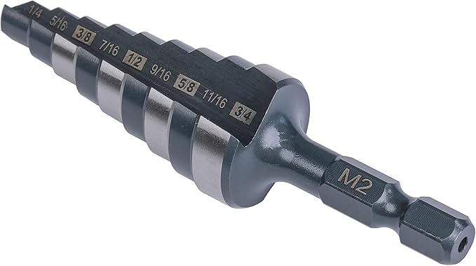 M2 HSS Quick Change 1/4" - 3/4" Step Drill Bit Double Fluted Drill Bits for Hole Drilling in Stainless Steel, Copper, Aluminum, Wood, Plastic