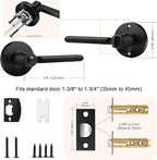 Probrico Privacy Door Handles for Bedroom and Bathroom Black Privacy Door Handle Lever, Keyless Interior Door Handles Bed Bath Door Lockset, 1 Pack