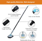 Long Handled Scrub Brush for Shower,3-in-1 Cleaning Brushes with 3 Different Function Cleaning Heads Brush for Shower Cleaning Bathroom Kitchen Walls Tub Tile (Grey)