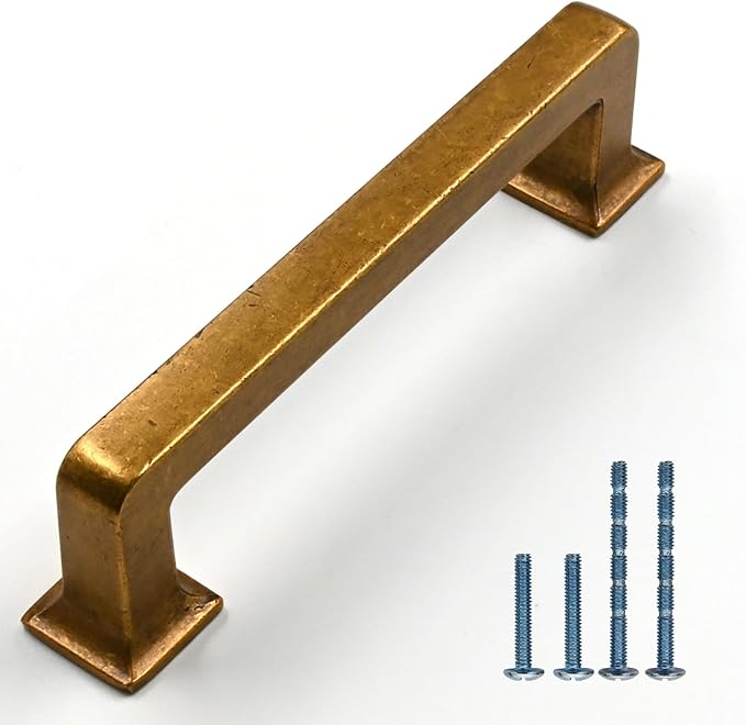 10 Pack 3.75"(96mm) Vintage Antique Brass Cabinet Pulls Kitchen Cabinet Handles Drawer Pulls Cupboard Hardware for Cabinets CK0078