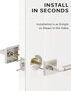 Asidrama 4 Pack Brushed Nickel Passage Door Handles, Door Lever with Door Knobs Indoor for Bedroom or Bathroom, Heavy Duty Door Handles Interior with Locks for Left Right Sided Doors