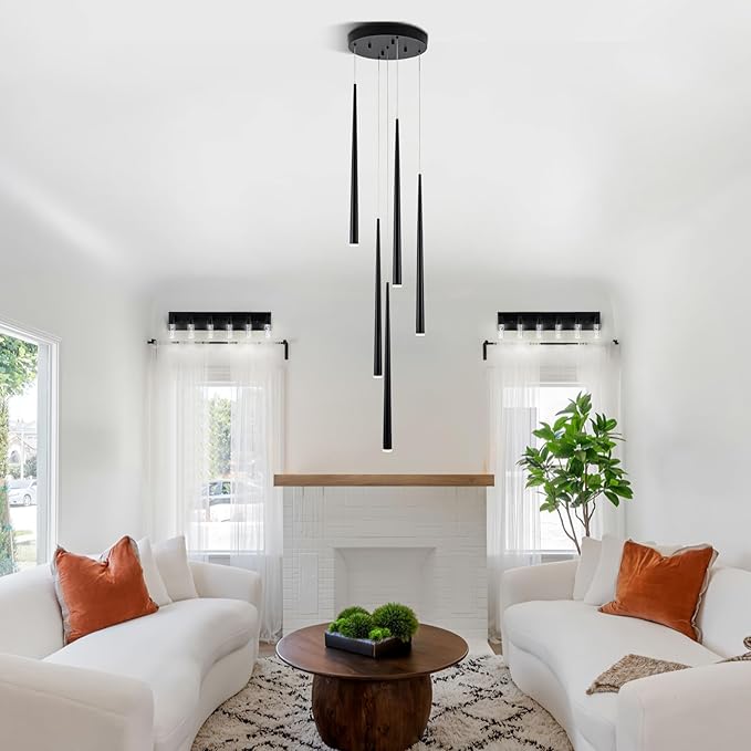 6-Light LED Vanity Light Fixture in Black - Modern Bathroom Lighting, Over Mirror Illumination | Multicolor Temperature 3000K/4000K/6000K | Stylish Bathroom Decor & Energy-Saving 30W Vanity Lighting…