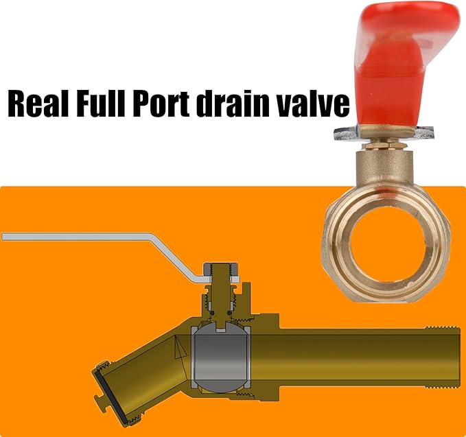 WHK Water Heater Drain Valve 3/4"MIP X 3/4" Male GHT Full Port Connection to drain or Flush Hot Water Heater Faster and Easy(Lead-Free Brass,3 Inch Shank with Long Handle)