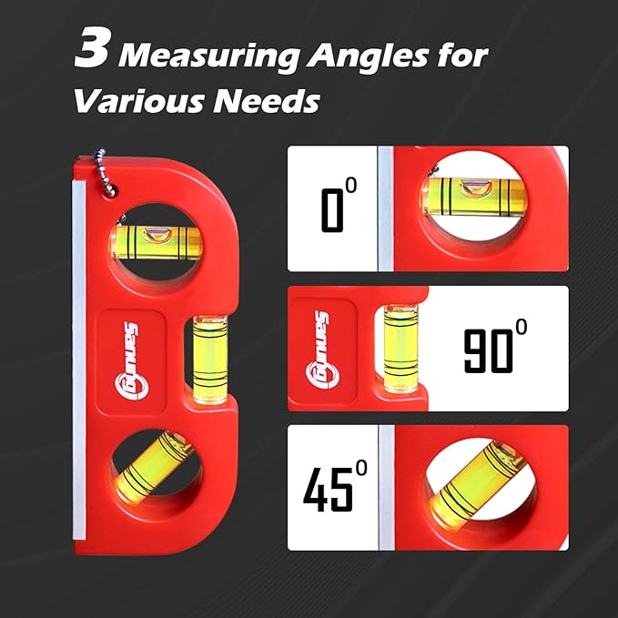 Sanung Levels, Portable Triple Bubble Level with Magnetic Base, Vertically Horizontally 45 Degree Measuring for Home Use, Set of 2