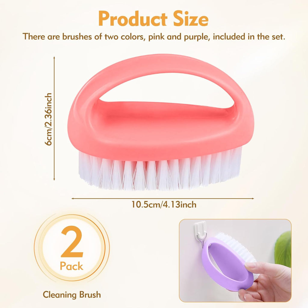 2 Pack Small Scrub Brush,Heavy Duty Stiff Nylon Bristles Cleaning Brush,Durable Small Cleaning Brush for Household Cleaning