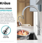 KRAUS Oletto High-Arc Single Handle Pull-Down Kitchen Faucet in Matte Black/Spot Free Black Stainless Steel, KPF-2821MBSFSB