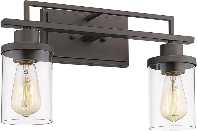 Emliviar 2-Light Vanity Lighting Fixtures - Farmhouse Bathroom Light Fixture in Oil Rubbed Bronze Finish with Clear Glass, YCE238B-2W ORB