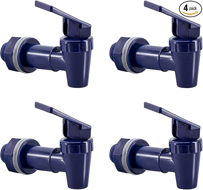 Replacement Cooler Faucet Water Bottle Jug,Water Dispenser Tap Set,BPA-Free Plastic Spigot Spout Water Beverage Lever Pour Dispenser Valve,Water Crock Tap (4 Blue)