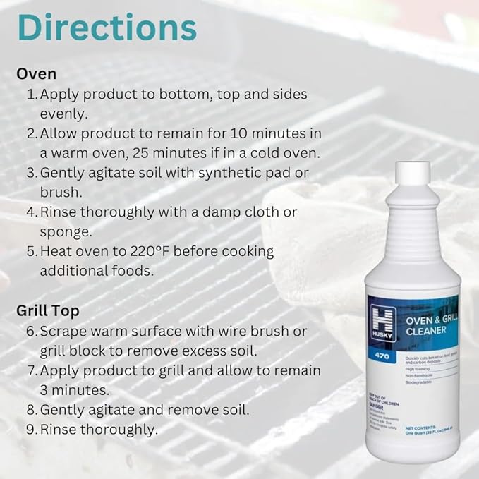 Husky 470 Oven & Grill Cleaner, 32 oz – Powerful Formula for Grills, Ovens & Cookware; Removes Grease