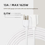 50ft Outdoor Extension Cord for Christmas Decorations - 16/3 Heavy Duty SJTW Waterproof White Electrical Cable with 3 Prong Grounded Plug for Safety, Great for Lawn and Major Appliances