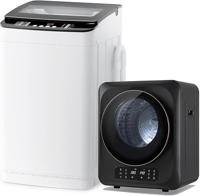 Auertech Portable Washer and Dryer Combo Set, 12 lbs Portable Clothes Dryers, 6 Drying Modes, 25 lbs Fully Automatic Washing Machine, 10 Wash Cycles, Compact Washer and Dryer for Apartment, RV, Dorm