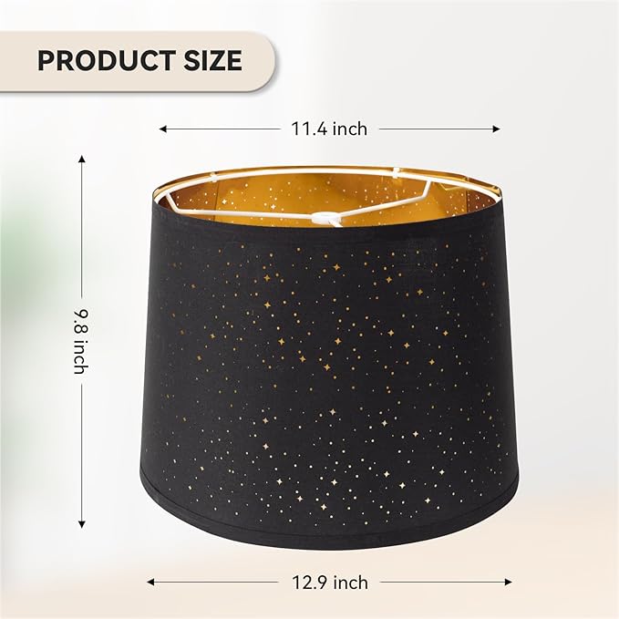 Lamp Shades Set of 2 - Drum Lampshades 11.4" x 12.9" x 9.8" Inches, Fabric Medium Replacement Lampshades for Table Lamp, Floor Lamp, Assembly Required, Spider,Linen