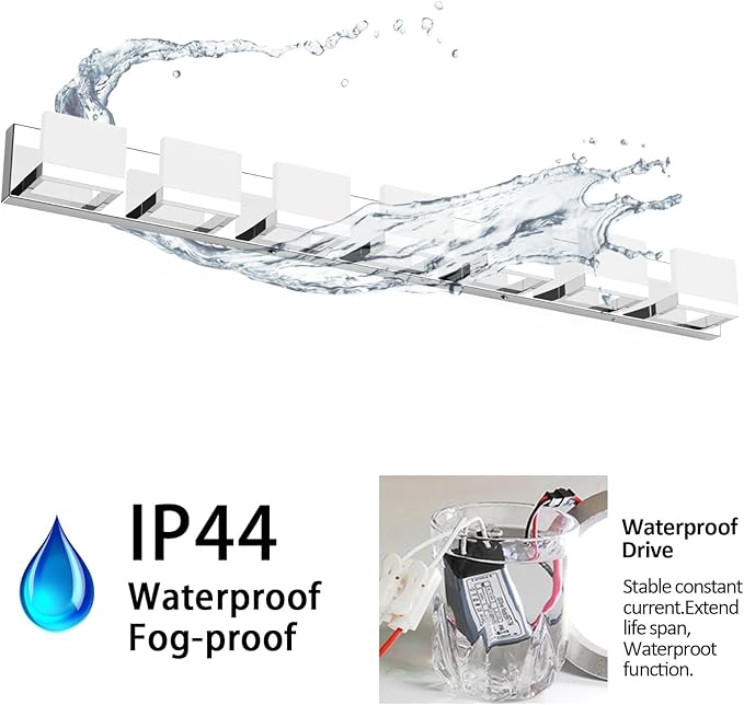 Tipace LED Modern Bathroom Vanity Light Fixtures, 7 Lights Chrome Vanity Lighting for Bathroom Wall Lights Up and Down LED Light Fixtures Over Mirror(White Light 6000K)