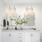 Modern Bathroom Vanity Light, 2-Light Chrome Wall Sconce with Crystal Accents, Over Mirror Bathroom Lighting Fixture, 13.77" Long Dimmable Vanity Lamp for Makeup, Easy Installation