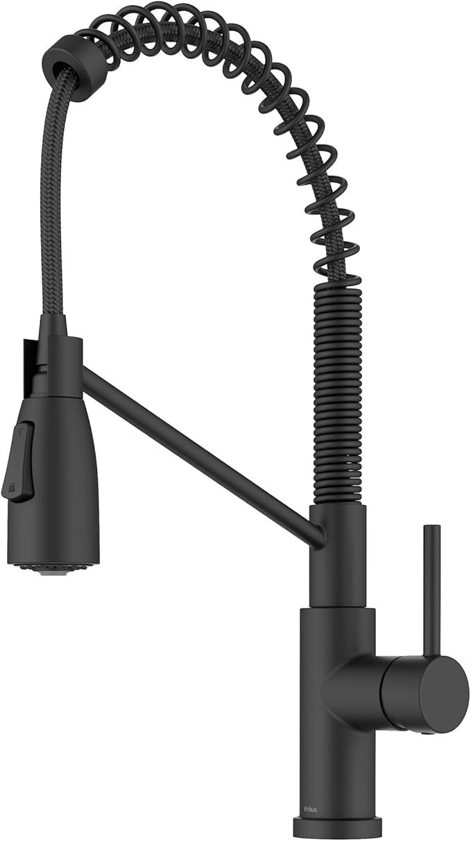 KRAUS Coda Commercial Style 2-Function Single Handle Pull Down Kitchen Faucet in Matte Black, KPF-1617MB