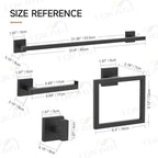 TQKAG 5-Piece Matte Black Bathroom Hardware Set Classic Wall Mounted Bathroom Accessories Set SUS304 Stainless Steel Towel Bar Sets 23.6" Towel Rack for Bathroom Towel Holder Set,Black