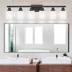 6-Light Black Vanity Lights, 38'' Modern Bathroom Vanity Lighting Fixtures for Mirror, Matte Bathroom Lighting Fixtures, Black Wall Sconces for Bedroom Living Room