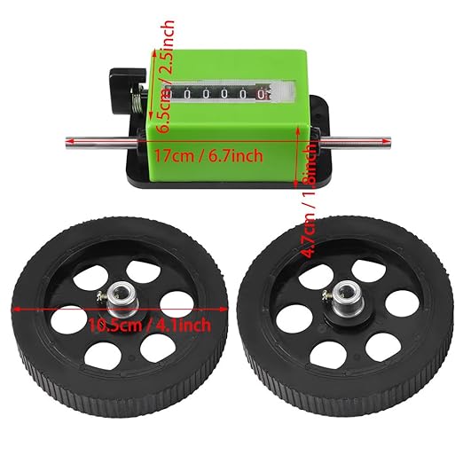 Rolling Meter Counter, 1 Pack 6 Digit Meters Rolling Mechanical Length Counter for Measuring Textile 0-9999.9 Yard, Printing, Artificial Leather, Meter Counter Wheel Green