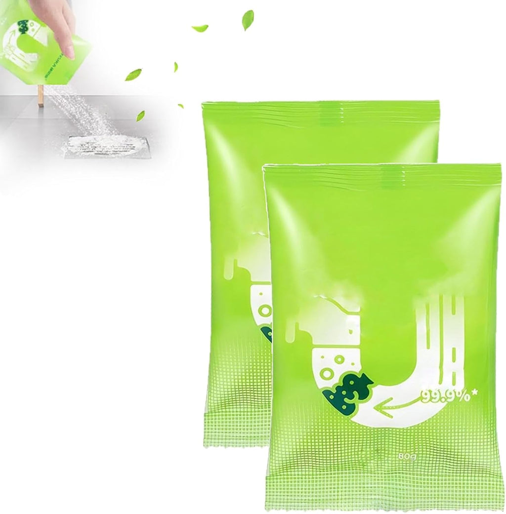 Powerful Pipeline Dredging Powder, 80g Powerful Sink And Drain Cleaner Powder, Drain Clog Remover Agent, Powerful Pipe Unclogger, Multi-Purpose Pipe Cleaner For Kitchen Bathroom Toilet (2PC)