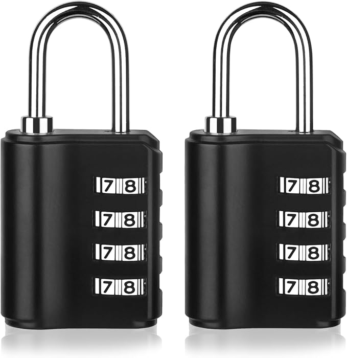 Combination Lock Outdoor with Key Outdoor Waterproof, 4 Digit Padlock for School Gym Sports Locker,2 Pack Padlock with Hasp Storage, Combination Padlock, Cabinet Doors, Fence, Garage
