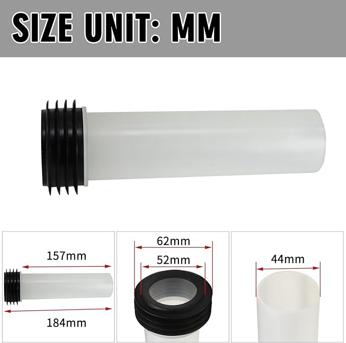 Wall Hung Toilet Gasket and Connector Set Compatible with Geberit 152.404.46.1/240.752.11.1-Includes Drain Pipe,Flush Pipe,Nuts,Washers,Installation Kit Bowl Replacement