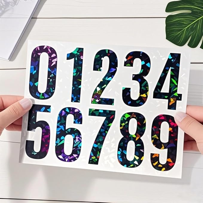 10 Sheets Reflective Vinyl Mailbox Number Stickers,Self-Adhesive Address Labels for Cars, House Doors, Windows & Metal Mailboxes (Black, 4 inch)