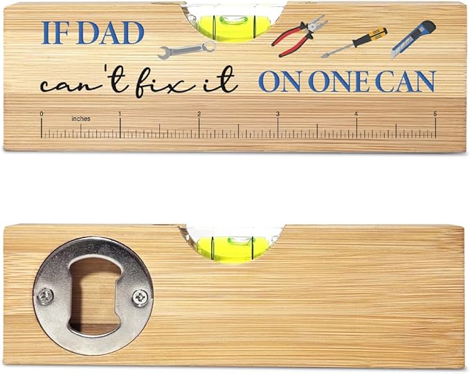 Christmas Gifts for Dad from Daughter Son, Best Bonus Dad Stepdad Gifts Ideas, Funny Birthday Fathers Day Valentines Gift for Father Daddy Wooden Spirit Level A3