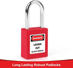 Red Lockout Locks Set - 10pcs, 2 Keys Per Lock, OSHA Compliant, Safety Padlocks for Electrical LOTO Kits
