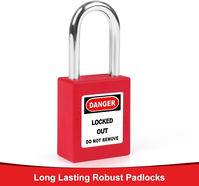 Red Loto Locks - 5pcs Keyed Different, 2 Keys Per Lock, OSHA Compliant Safety Padlocks for Electrical Lockout Tag Out Kits