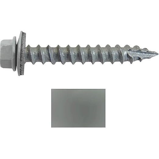 #14 Metal ROOFING SCREWS: (250) Screws x 1-1/2" LIGHT GRAY Hex Washer Head Sheet Metal Roof Screw. Self starting/tapping EPDM washer. Colored head for corrugated roofing