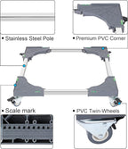 W B D WEIBIDA Appliance Dolly Cart with 4 Locking Twin Wheels Mini Fridge Stand Adjustable Furniture Mover Mobile Roller Base for Washing Machine, Dryer, Refrigerator, Laundry Pedestal