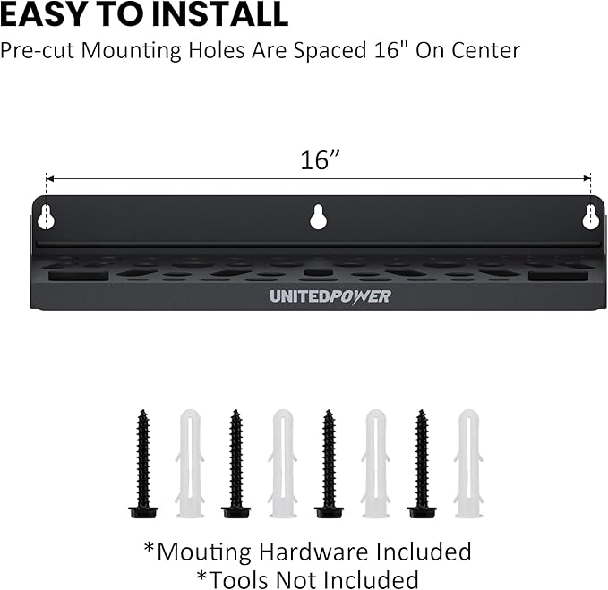 UNITEDPOWER Wall Mount Tool Storage Rack, Screwdriver Holder, Pliers Organizer, Wrench Utility Shelf, 51 Holes for Variety of Small Hand Tools, Workshop, Shed, Garage, Home