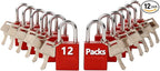 SEPOX® 12 Pcs Ultra-Durable Anti-Rust Outdoor Padlocks - Red Aluminum, 38mm (1-1/2") with Long Shackle & 24 Same Keys, Ideal for Gate, Storage, Locker, Fence & Lock-Out, High Security