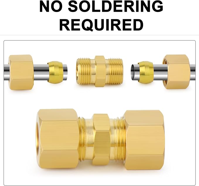 ChillWaves Brass Compression Tube Fitting, 5/8" OD x 5/8" OD Compression Union Connector(2-PACK)