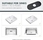 6 Inch Faucet Deck Plate for Bathroom Sink - Universal Fit for 1 Hole or 3 Hole 4 Inch Centerset Basins - Escutcheon Faucet Plate - Stainless Steel Faucet Hole Cover(Matte Black)