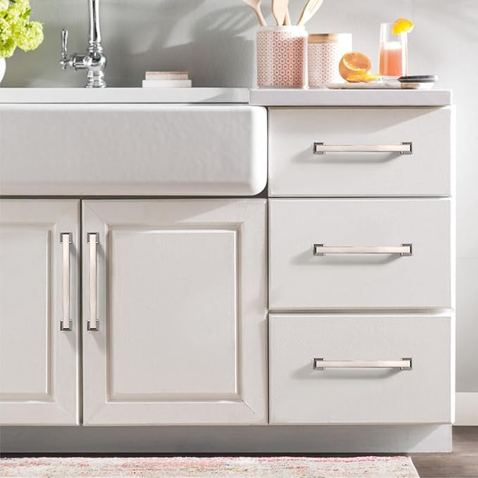 6 Pack 5 Inch Kitchen Cabinet Handles - Brushed Satin Nickel Cabinet Pulls - Cupboard Handles