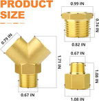GASHER 2PCS Brass Pipe Fitting Male Branch Tee Y Adapter 1/2" NPT Female x 1/2" NPT Female x 1/2" NPT Male