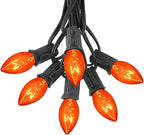 25 Pack Christmas String Light Bulbs, C7 Clear Orange Light Replacement Bulbs for Christmas Lights Indoor, Orange Light Bulb fits E12 Base, 5W Incandescent Bulbs for Christmas Decorations Outdoor