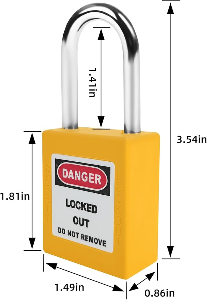 Lockout Tagout Locks Set (5pcs, Yellow) - Keyed Different, 2 Keys Per Lock - OSHA Compliant Lock Out Tag Out Padlocks For Electrical Safety Kit