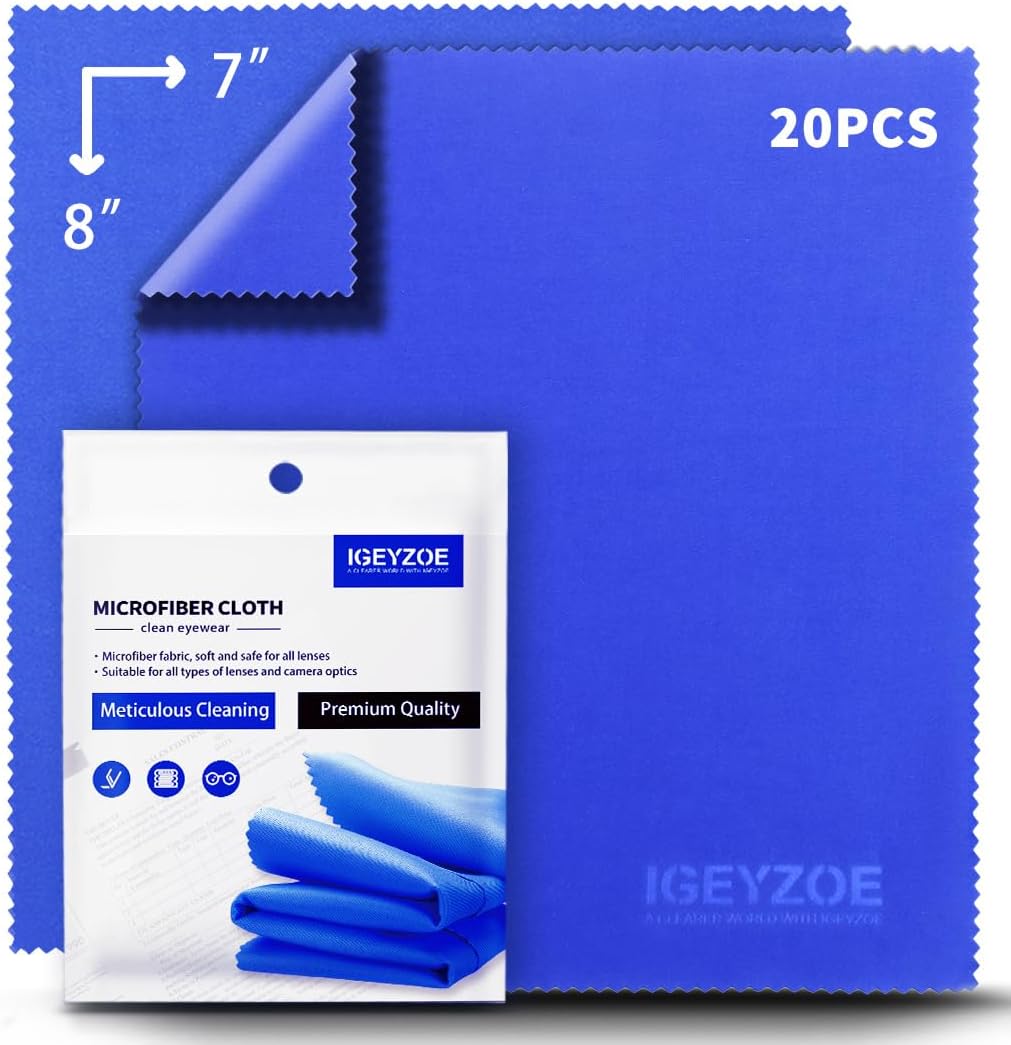 20 Pack Microfiber Glasses Cleaning Cloths - Glasses Wipes Ultra Soft & Reusable Eyeglass Lens Cleaner for Eyeglasses, Cameras, Phones