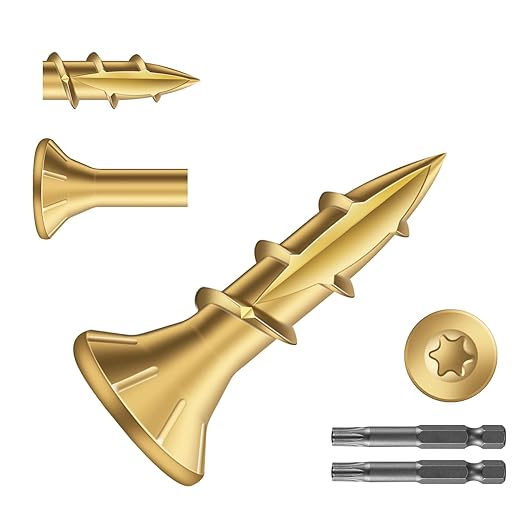 #8 x 5/8" Deck Screws (2548Pcs) 8lb. Exterior Wood Screws. Carbon Steel, Tan, Flat Head, Rust Resistant epoxy Coated, with T25 Star Bit