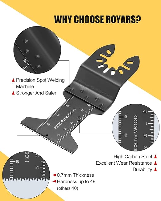 50pcs Oscillating Saw Blades, 2023 Upgrade Efficient Oscillating Tool Blades, Long Lifetime, Quick Release Multi Tool Blades Kits for Plastics, Universal Multitool Blades Wood Fit Almost All Model
