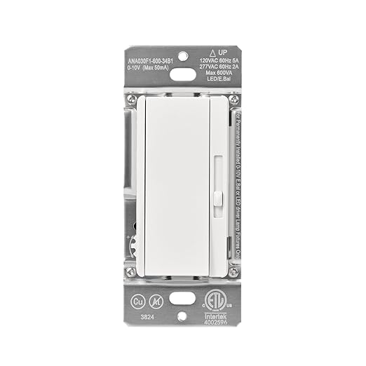 0-10V LED Dimmer Switch for 0-10V Dimmable LED Lights, Single-Pole or 3-Way, Wallplate Included, ETL Listed