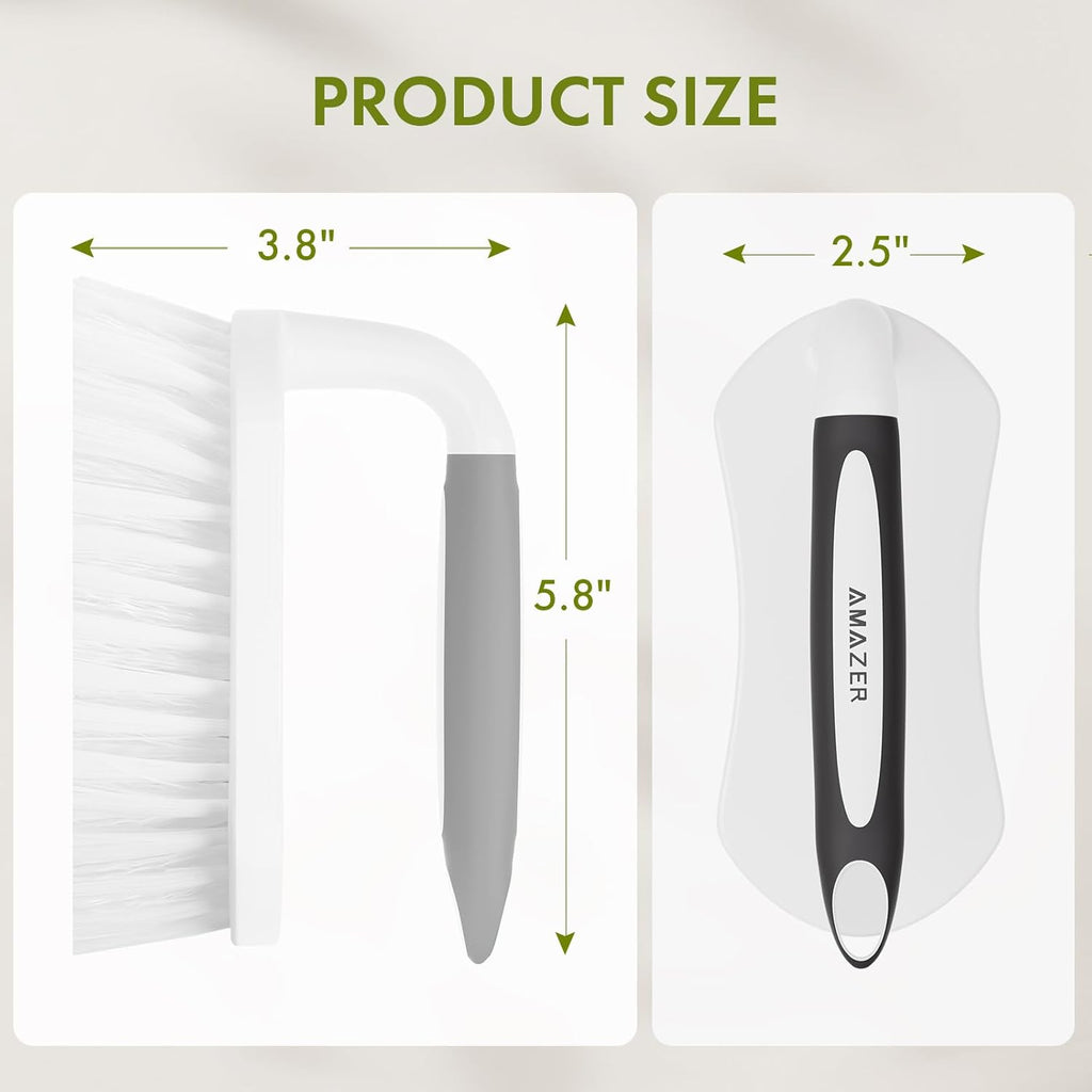 Amazer Scrub Brush for Cleaning Comfort Grip Bathtub Scrubber Stiff Bristles with Handle Heavy Duty Shower Cleaner Brush for Tub Carpet Floor Sink Outdoor - Pack of 2 (Black+Grey)
