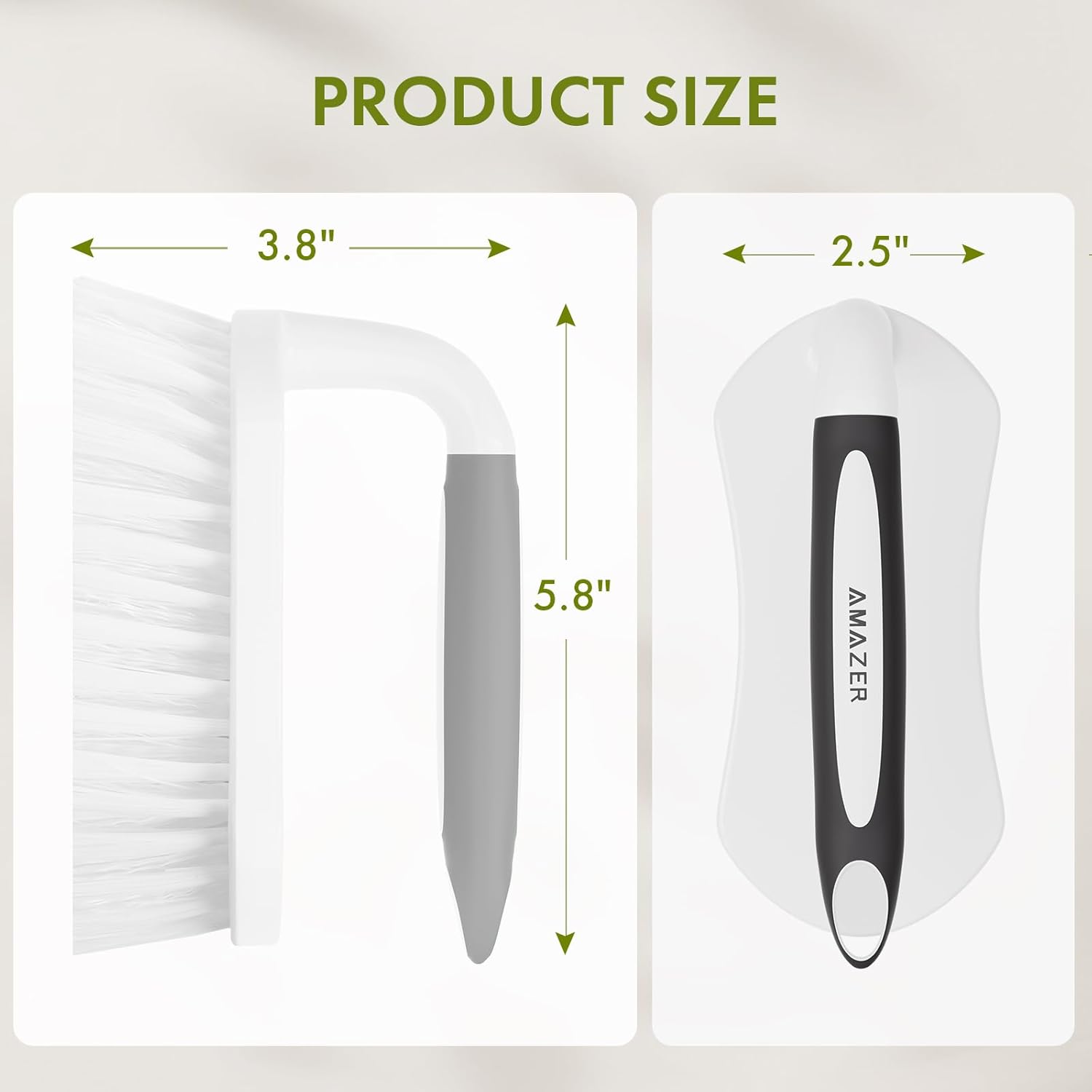 Amazer Scrub Brush for Cleaning Comfort Grip Bathtub Scrubber Stiff Bristles with Handle Heavy Duty Shower Cleaner Brush for Tub Carpet Floor Sink Outdoor - Pack of 2 (Black+Grey)