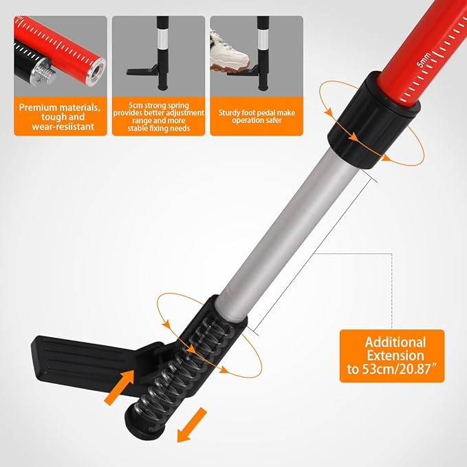 12Ft/3.7M Professional Telescoping Laser Level Pole with Tripod & Universal Mount - 1/4”-20 & 5/8”-11 Adapters | Adjustable Laser Pole Mount for Rotary/Line Lasers(Black&Red)